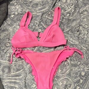 Pink Ribbed Bikini Set from Hollister